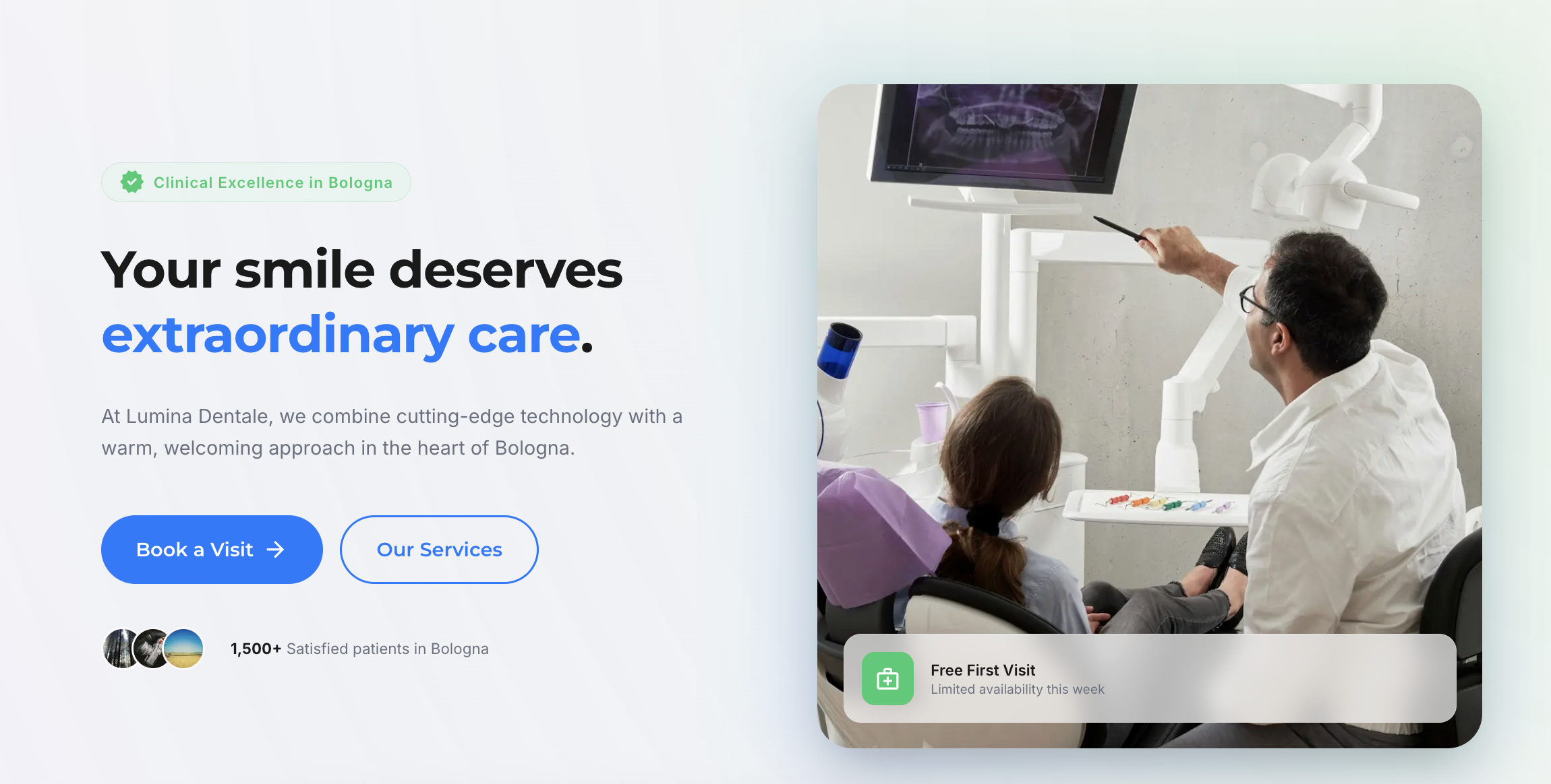 Lumina Dentale dental clinic hero section