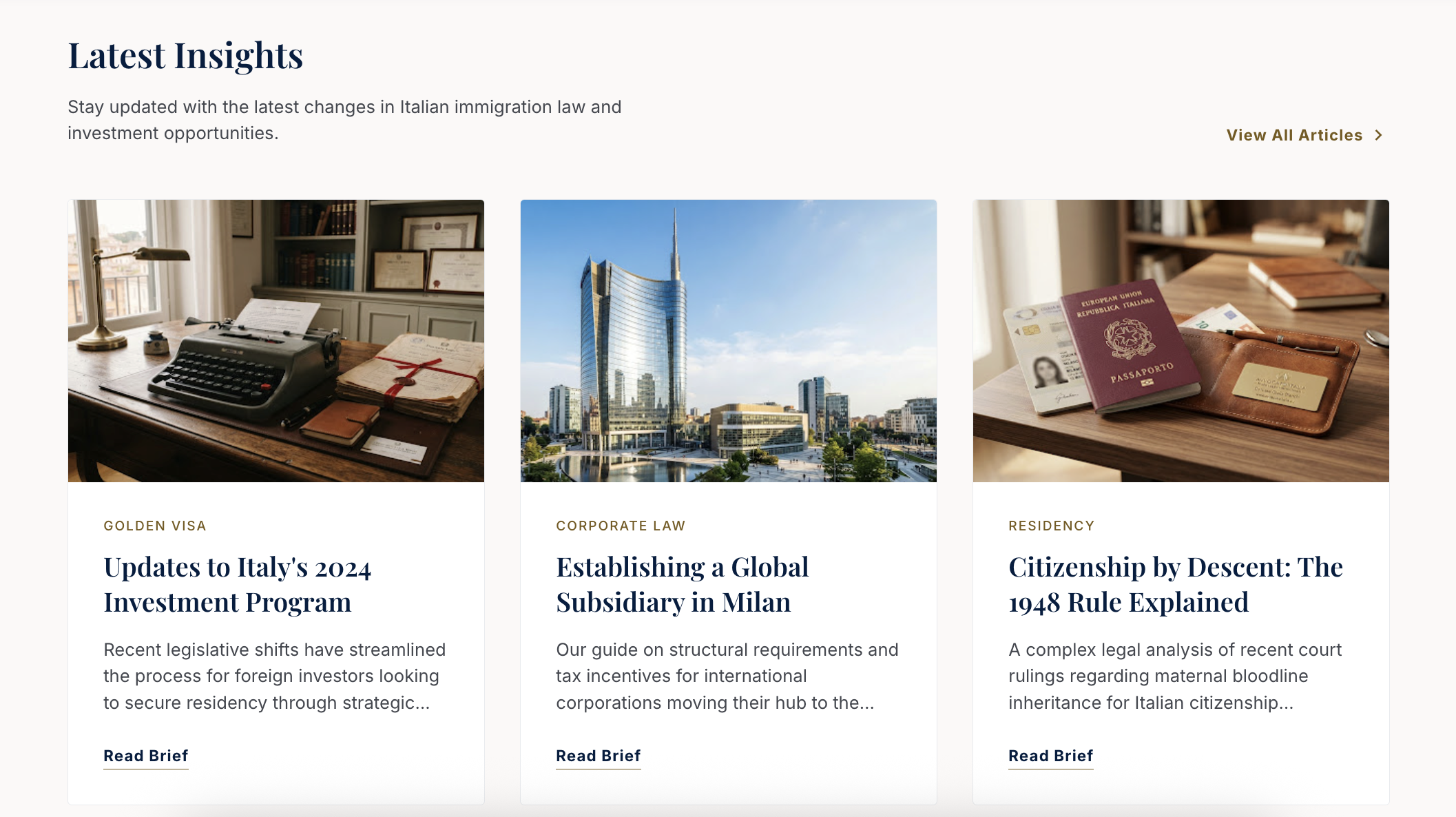 Immigration law firm latest insights section